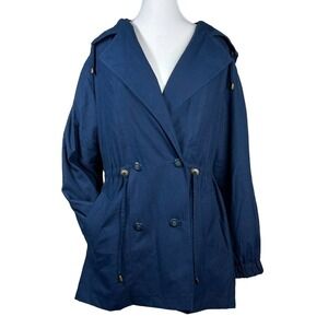 Vintage 90’s Jacqueline‎ Ferrar Coat Hooded Navy Blue Small